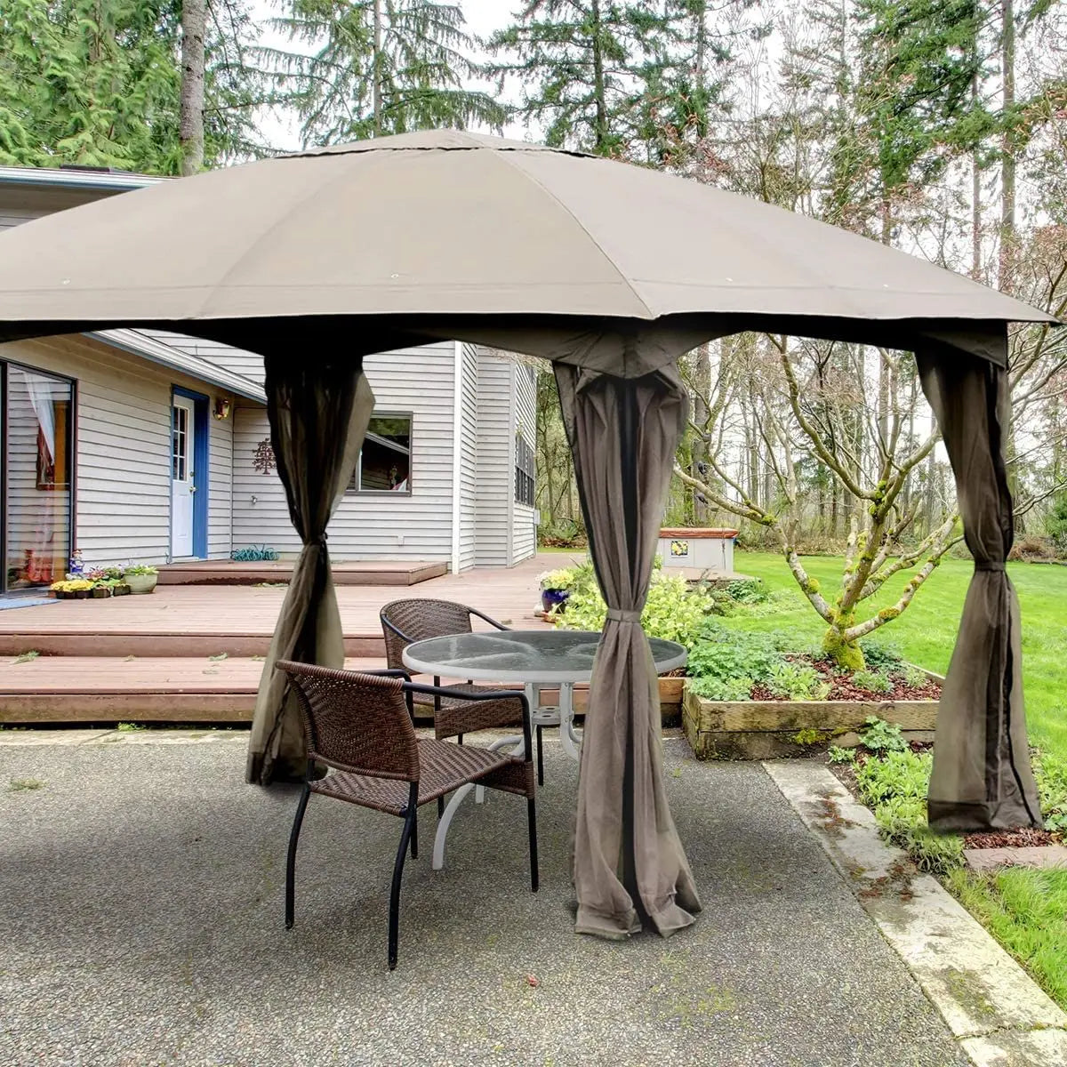 11.5 x 11.5 Feet Fully Enclosed Outdoor Gazebo with Removable 4 Walls Direct by Wilsons Home Store