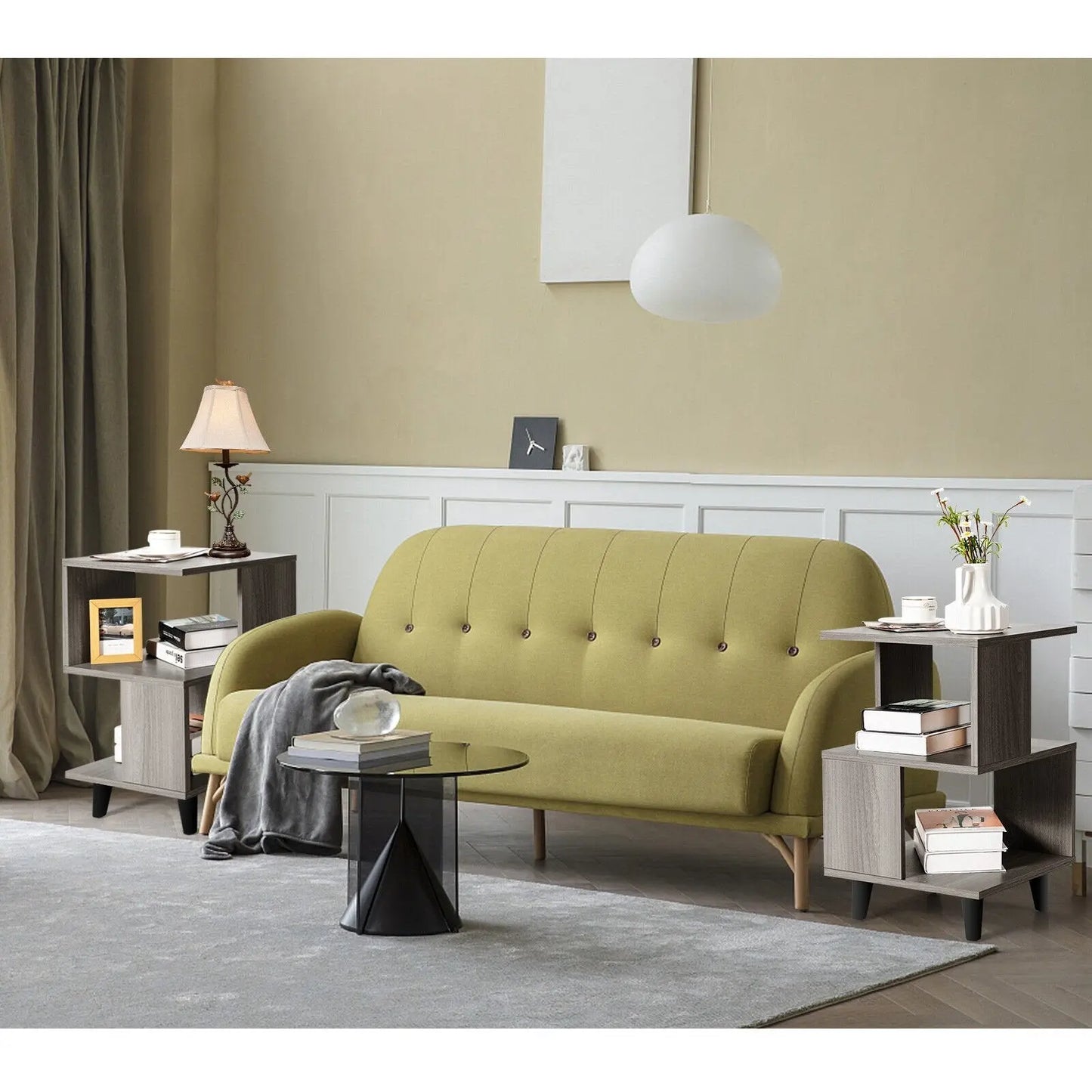 2 Pieces Wooden Modern Nightstand Set with Legs for Living Room Direct by Wilsons Home Store