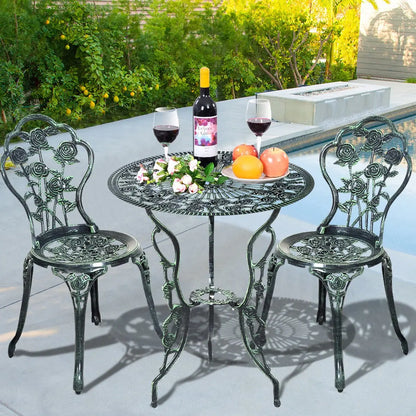 Outdoor Cast Aluminum Patio Furniture Set with Rose Design Direct by Wilsons Home Store