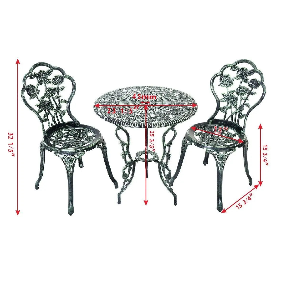 Outdoor Cast Aluminum Patio Furniture Set with Rose Design Direct by Wilsons Home Store