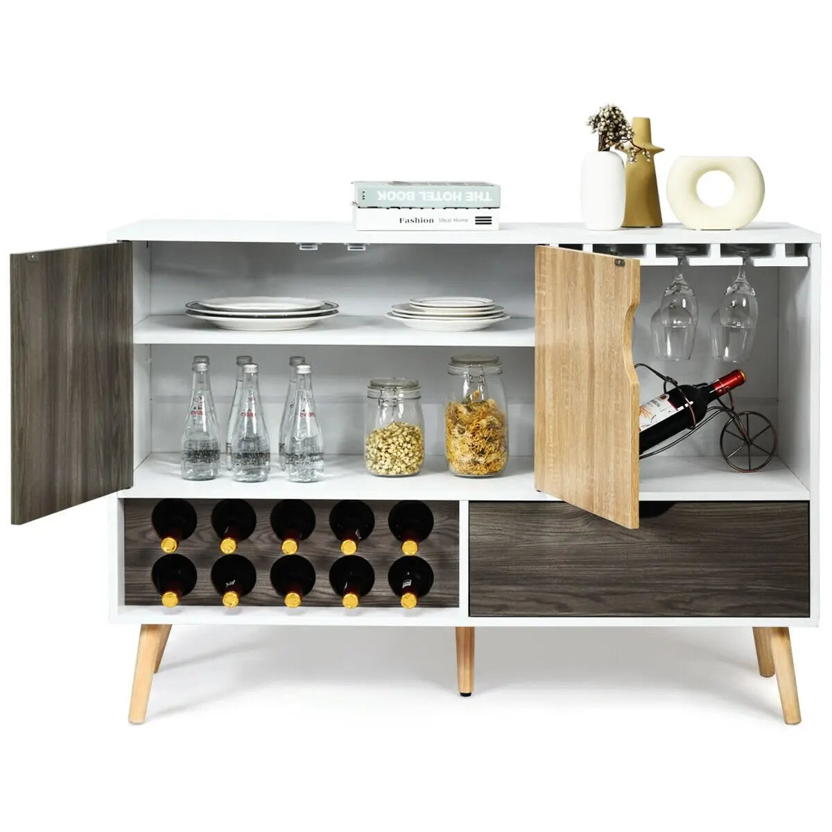 Mid-Century Buffet Sideboard Wooden Storage Cabinet Direct by Wilsons Home Store