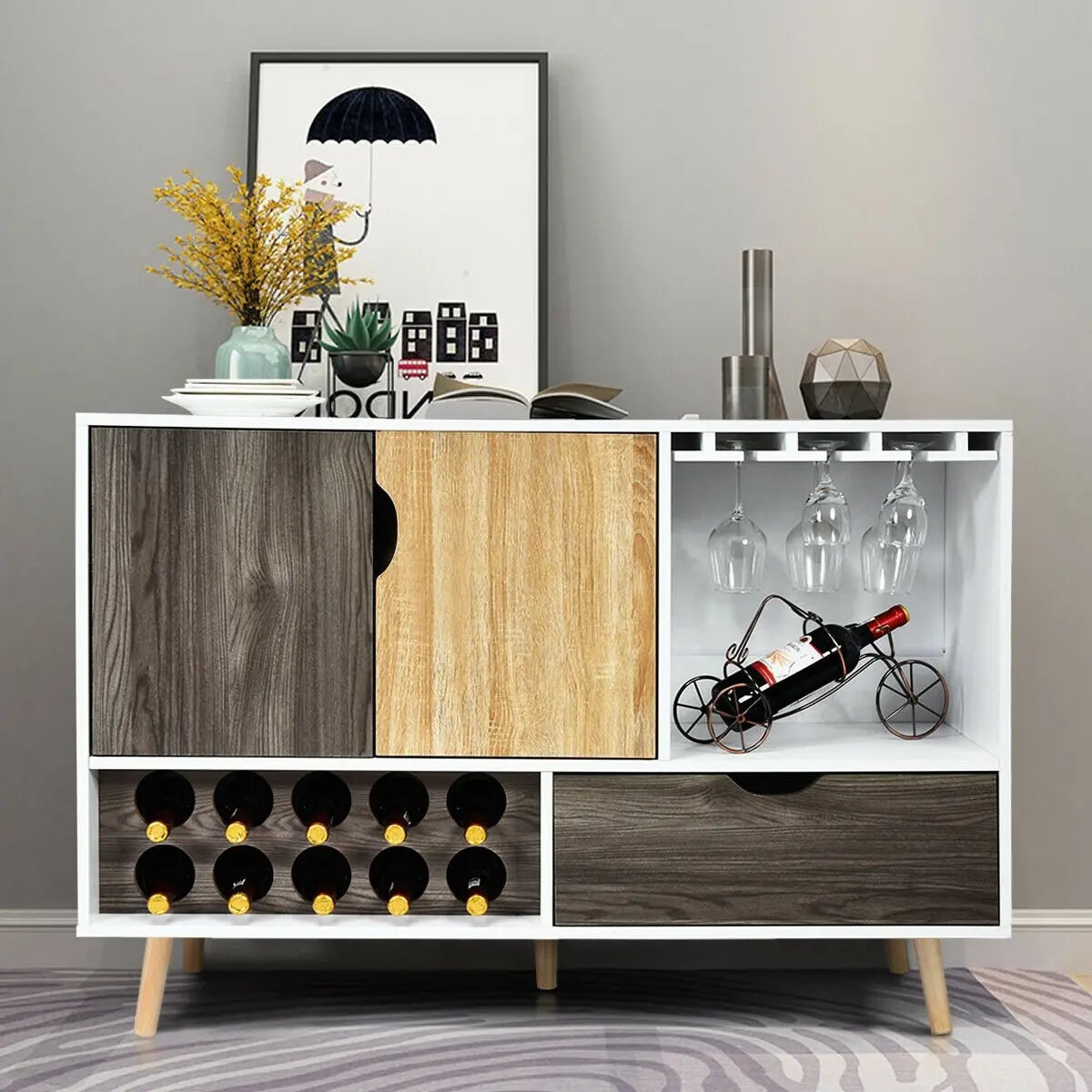 Mid-Century Buffet Sideboard Wooden Storage Cabinet Direct by Wilsons Home Store