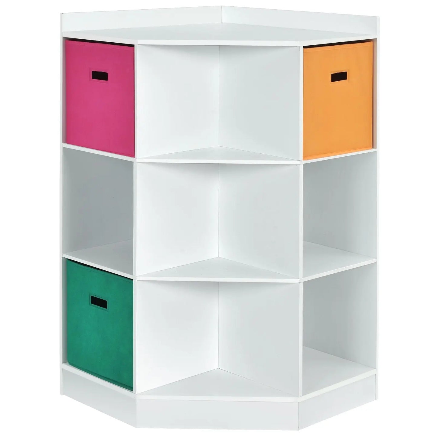 3-Tier Kids Storage Shelf Corner Cabinet with 3 Baskets-Brown Direct by Wilsons Home Store