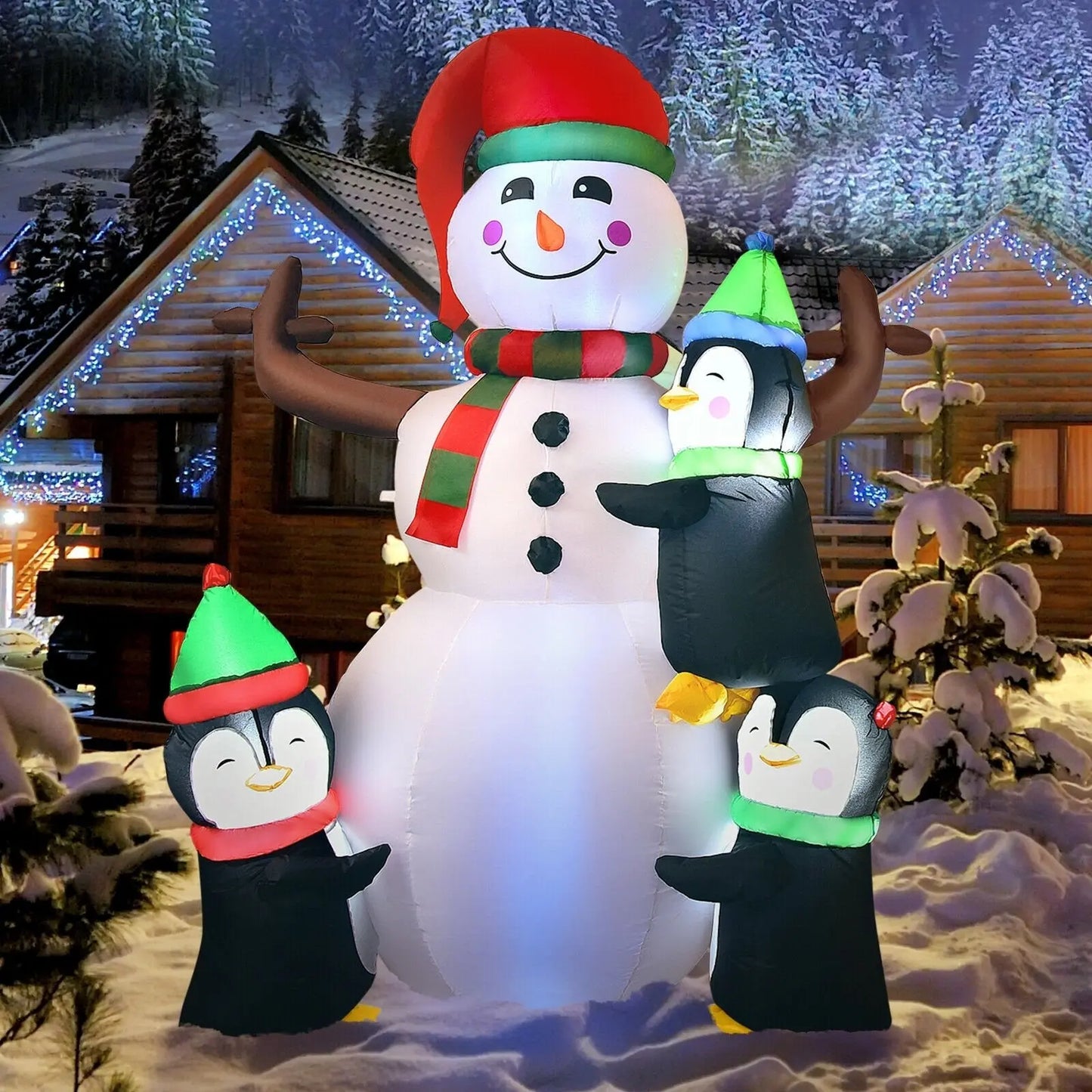 6 Feet Christmas Quick Inflatable Snowman with Penguins Direct by Wilsons Home Store