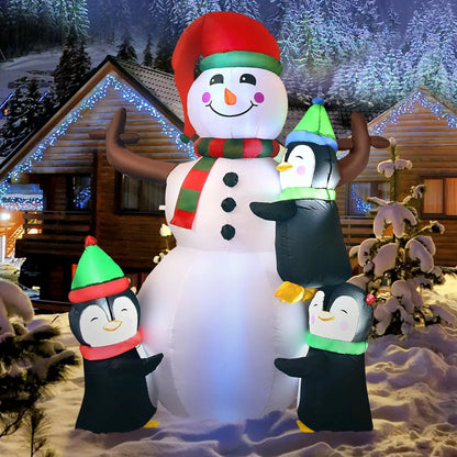 6 Feet Christmas Quick Inflatable Snowman with Penguins Direct by Wilsons Home Store