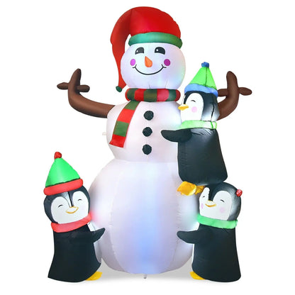 6 Feet Christmas Quick Inflatable Snowman with Penguins Direct by Wilsons Home Store