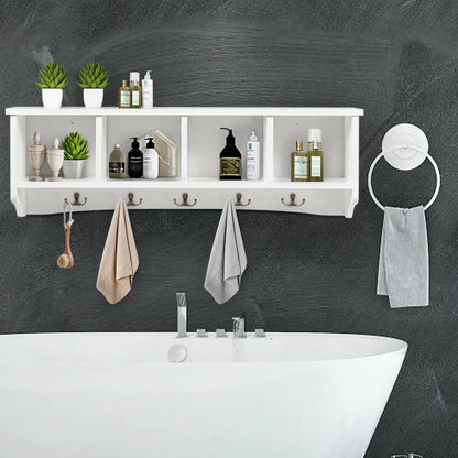 Hanging Entryway Shelf Coat Rack Wall Mounted Storage Cabinets-Black Direct by Wilsons Home Store