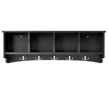 Hanging Entryway Shelf Coat Rack Wall Mounted Storage Cabinets-Black Direct by Wilsons Home Store