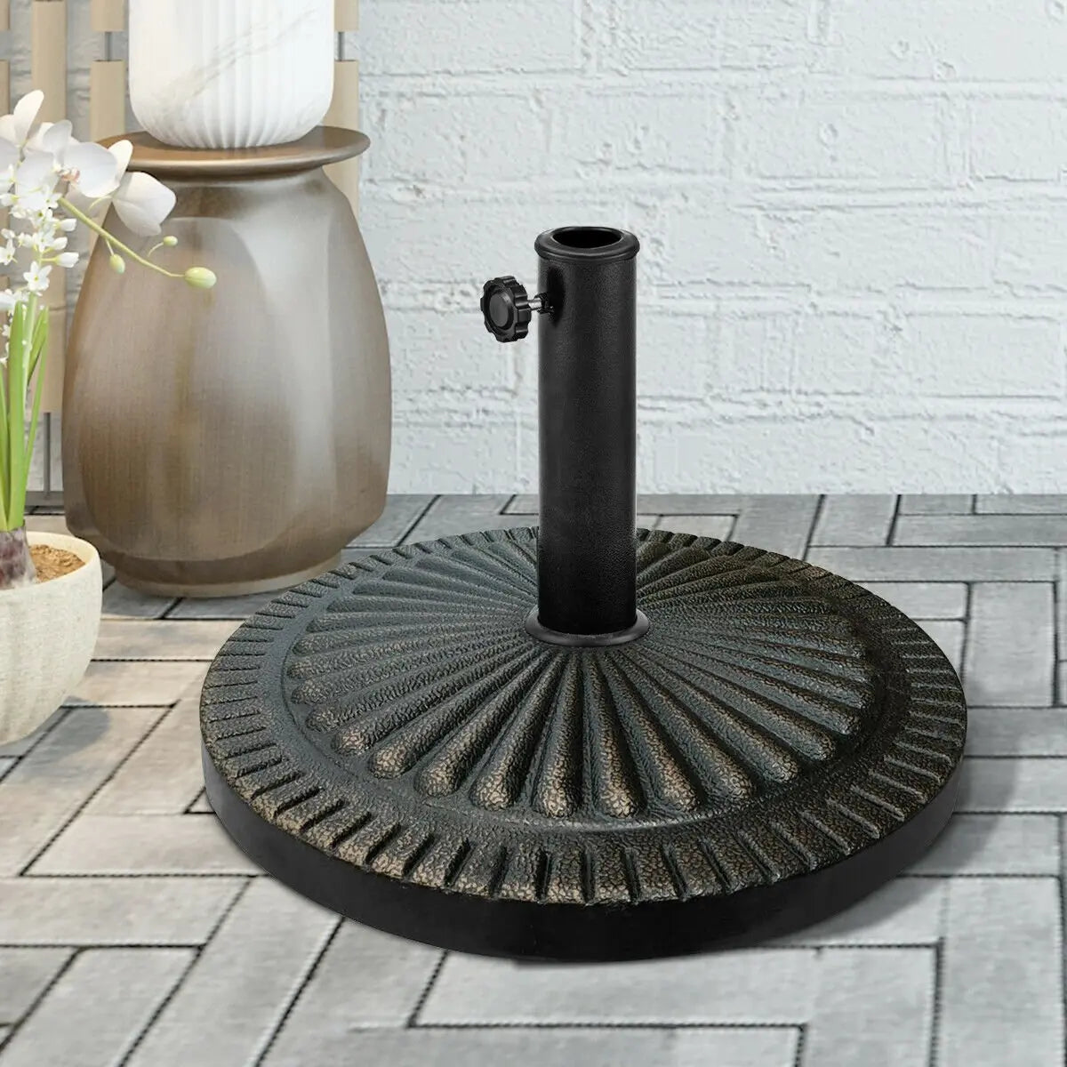 31.5 lbs Market Heavy-Duty Outdoor Stand Bronze Umbrella Base Direct by Wilsons Home Store