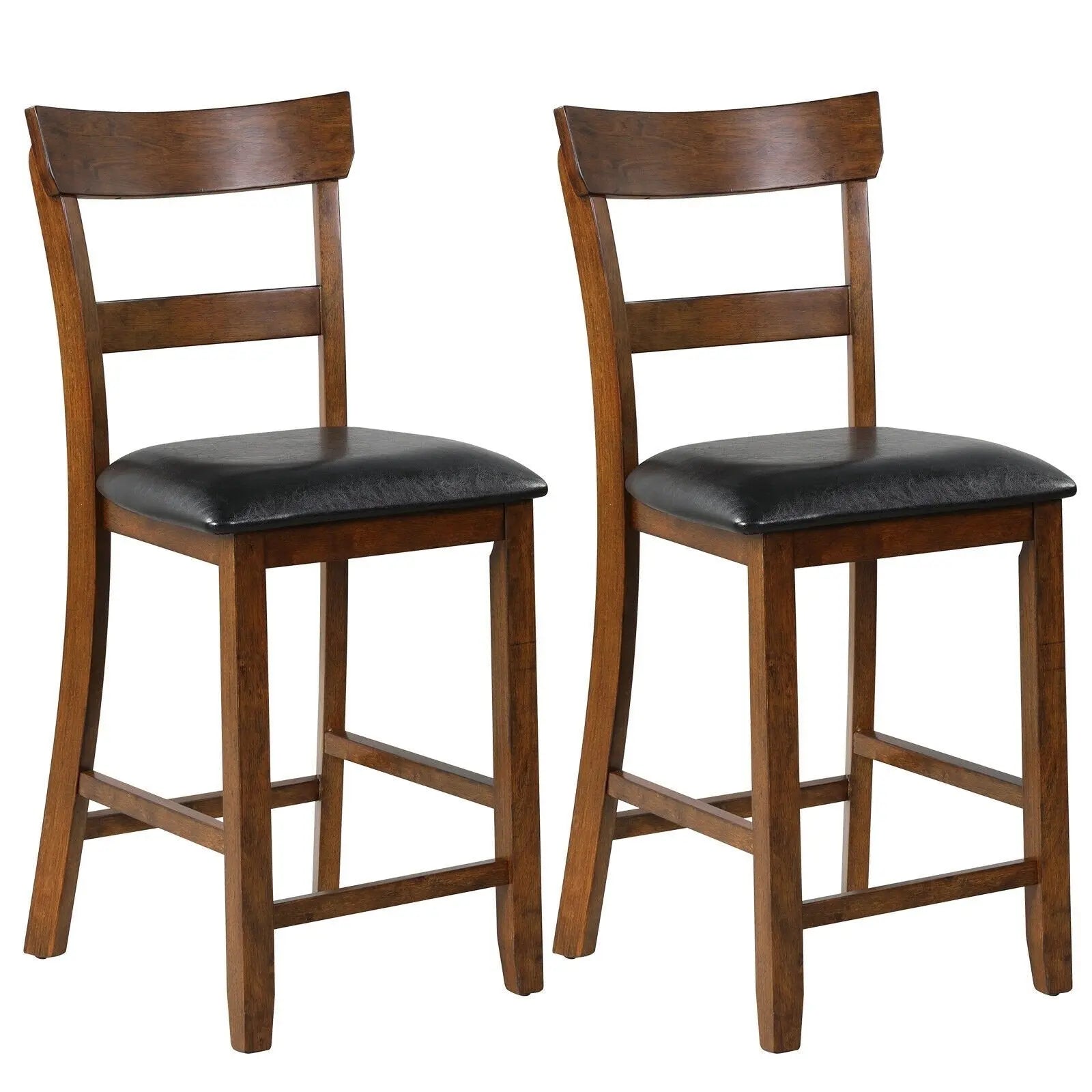 2 Pieces Counter Height Chair Set with Leather Seat and Rubber Wood Legs Direct by Wilsons Home Store