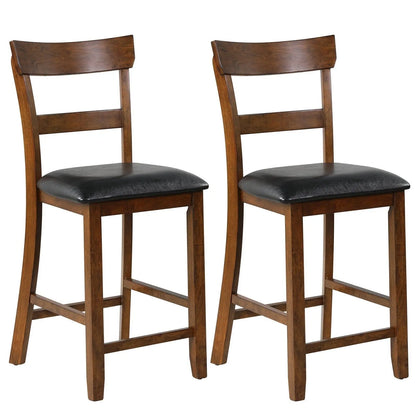 2 Pieces Counter Height Chair Set with Leather Seat and Rubber Wood Legs Direct by Wilsons Home Store