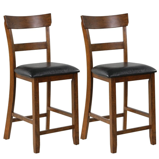 2 Pieces Counter Height Chair Set with Leather Seat and Rubber Wood Legs Direct by Wilsons Home Store