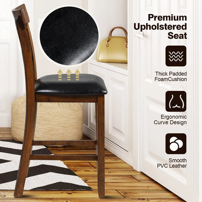 2 Pieces Counter Height Chair Set with Leather Seat and Rubber Wood Legs Direct by Wilsons Home Store