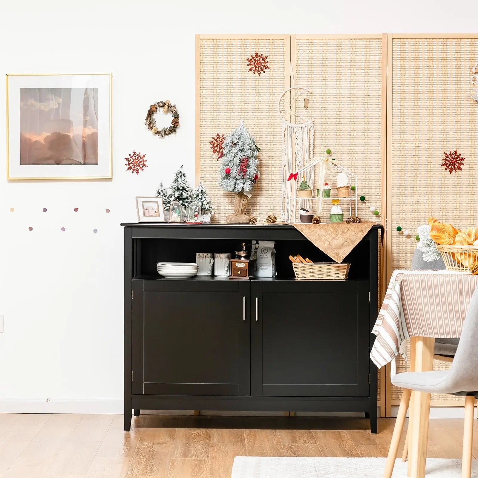 Modern Practical Wooden Kitchen Lockers with Large Storage Space-Black Direct by Wilsons Home Store