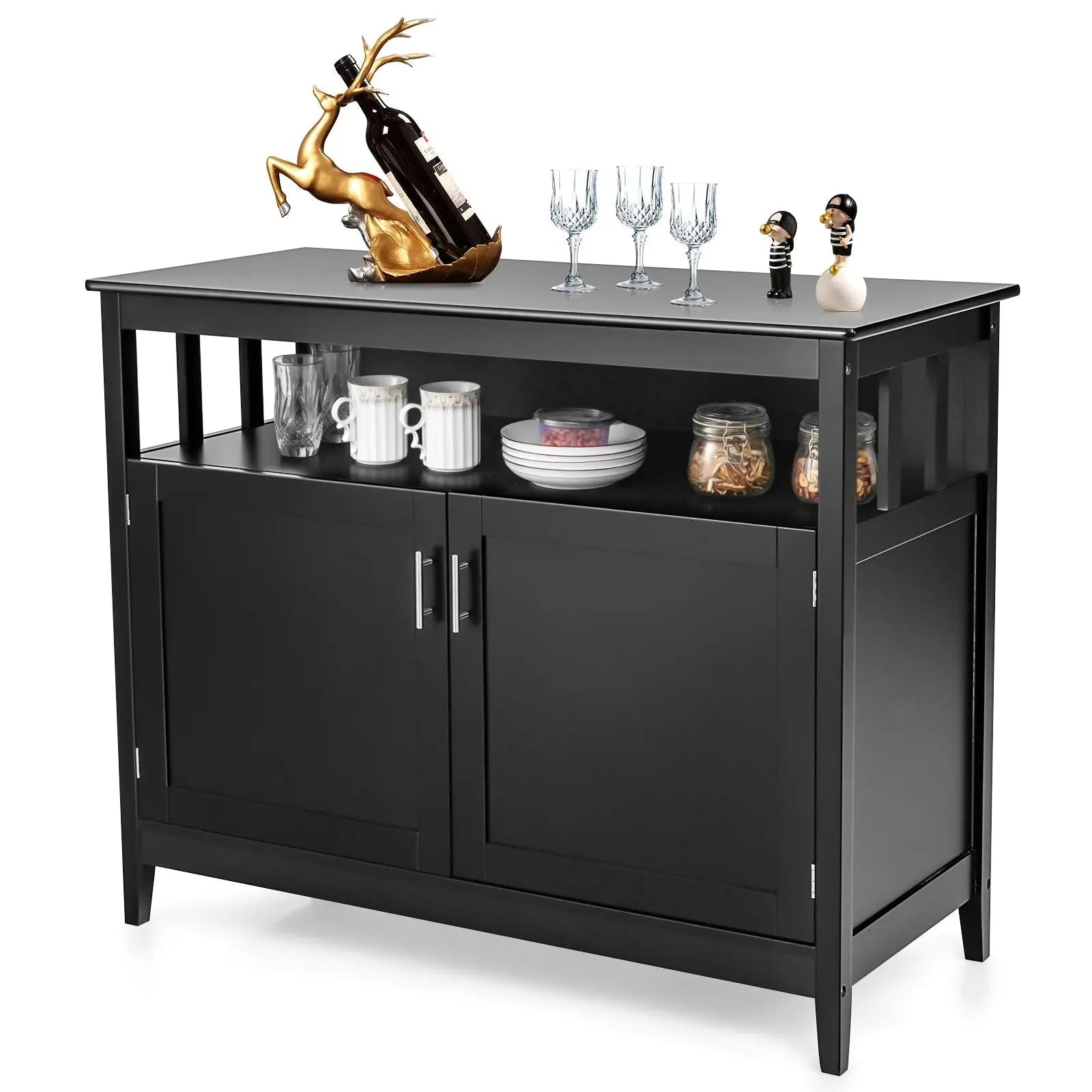 Modern Practical Wooden Kitchen Lockers with Large Storage Space-Black Direct by Wilsons Home Store