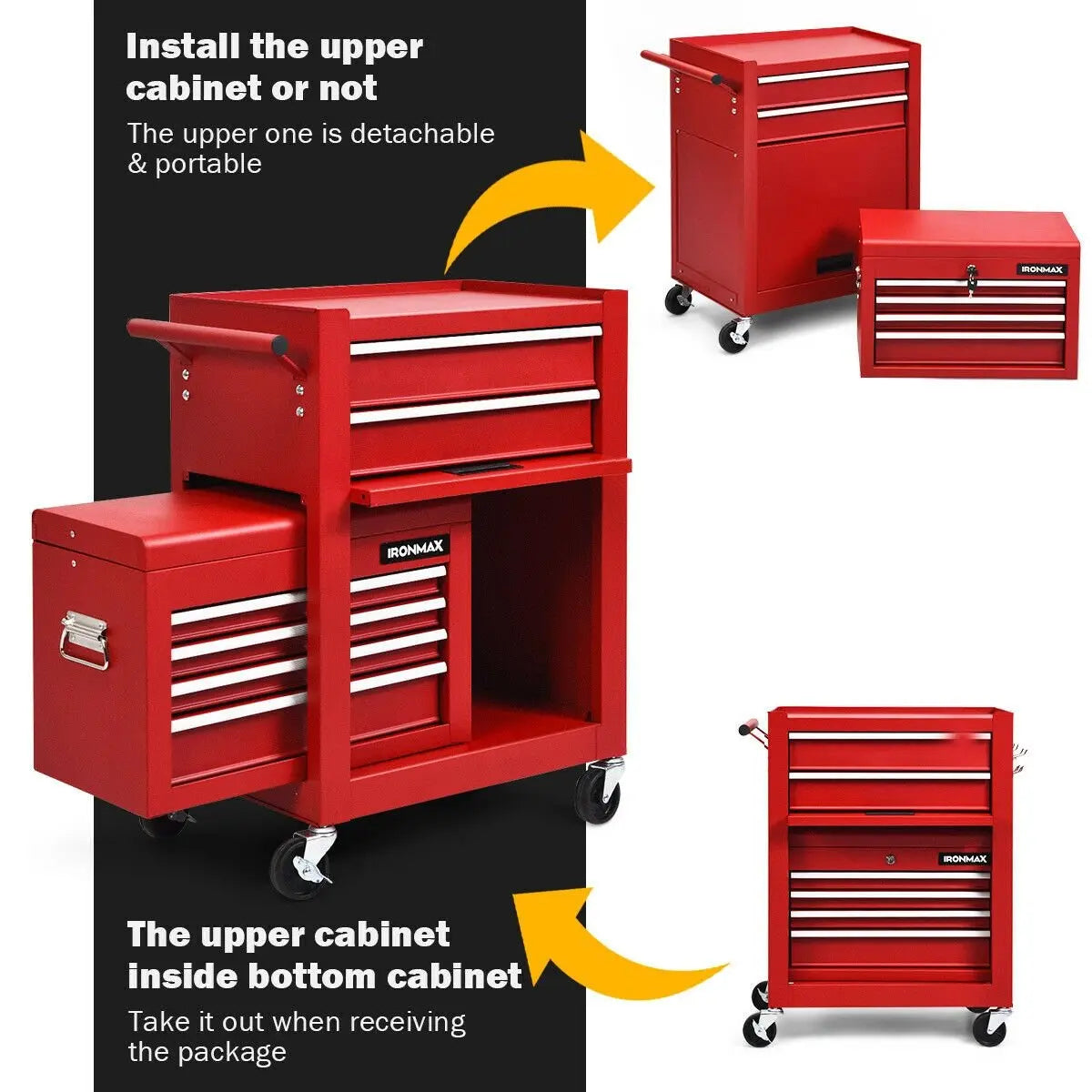 6-Drawer Tool Chest with Heightening Cabinet-Black Direct by Wilsons Home Store