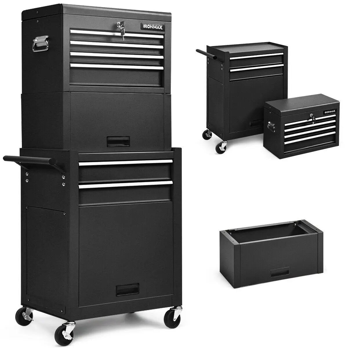 6-Drawer Tool Chest with Heightening Cabinet-Black Direct by Wilsons Home Store