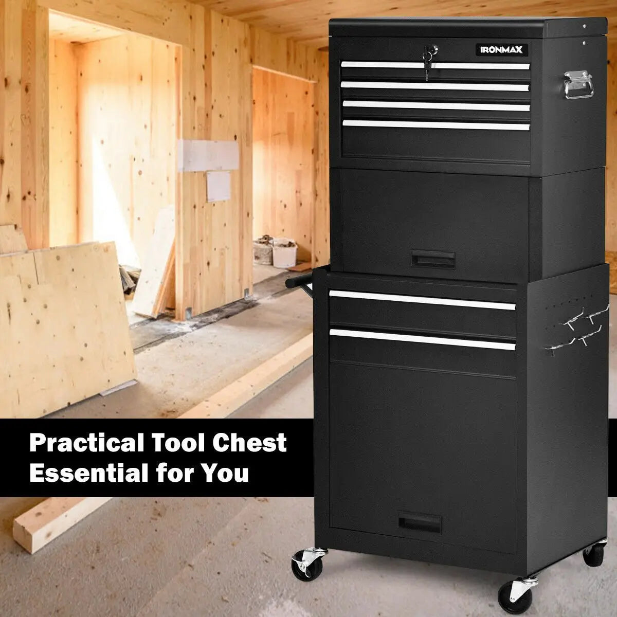 6-Drawer Tool Chest with Heightening Cabinet-Black Direct by Wilsons Home Store