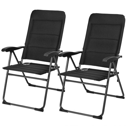 2 Pieces Outdoor Folding Patio Chairs with Adjustable Backrests for Bistro and Backyard-Black Direct by Wilsons Home Store