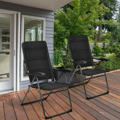 2 Pieces Outdoor Folding Patio Chairs with Adjustable Backrests for Bistro and Backyard-Black Direct by Wilsons Home Store