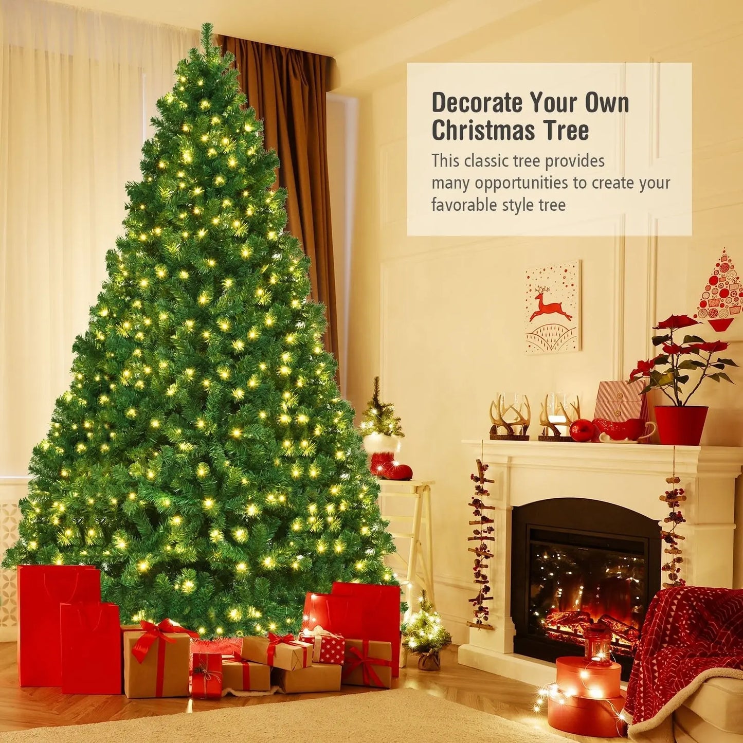 7.5 Feet PVC Artificial Christmas Tree with LED Lights-7.5 ft Direct by Wilsons Home Store