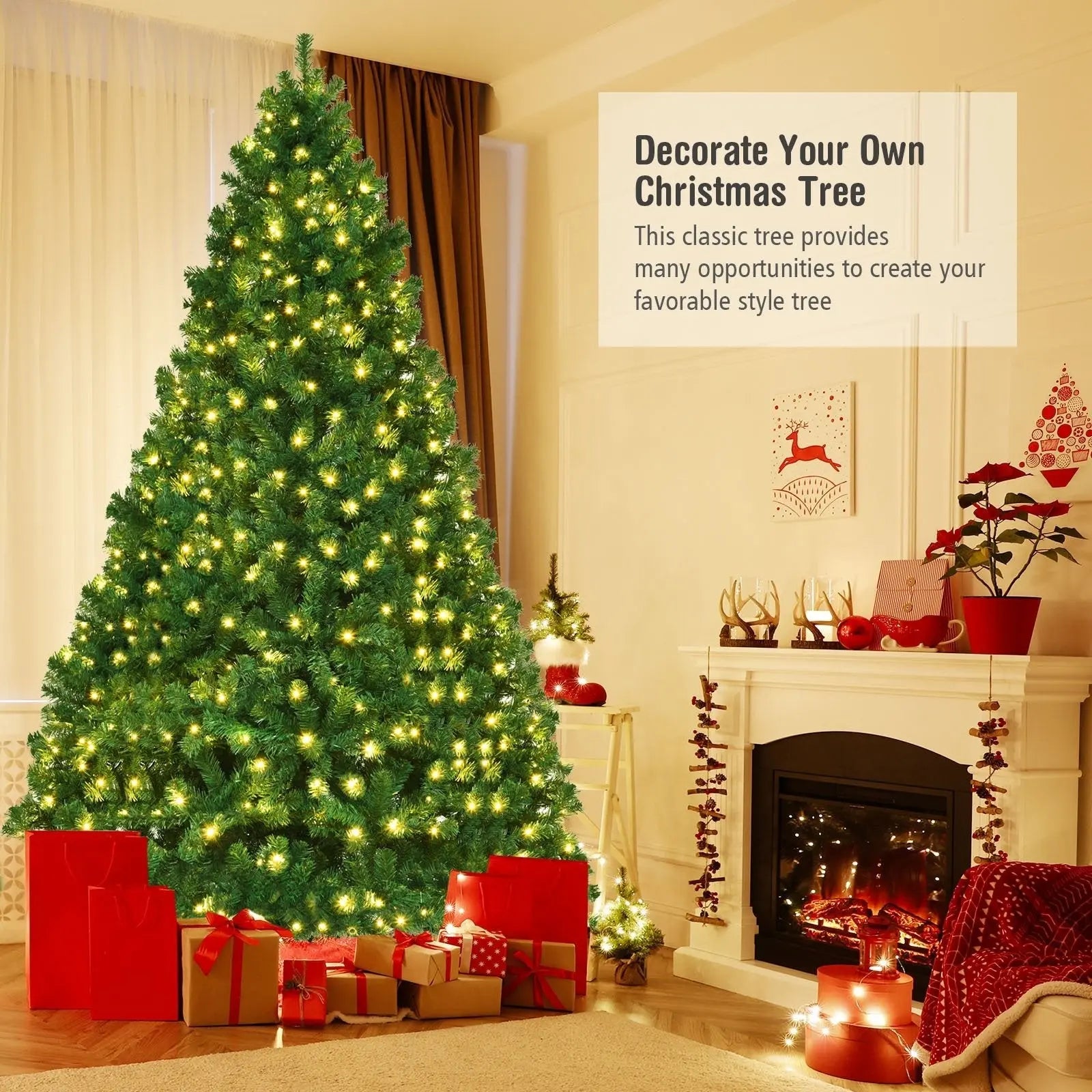 7.5 Feet PVC Artificial Christmas Tree with LED Lights-7.5 ft Direct by Wilsons Home Store