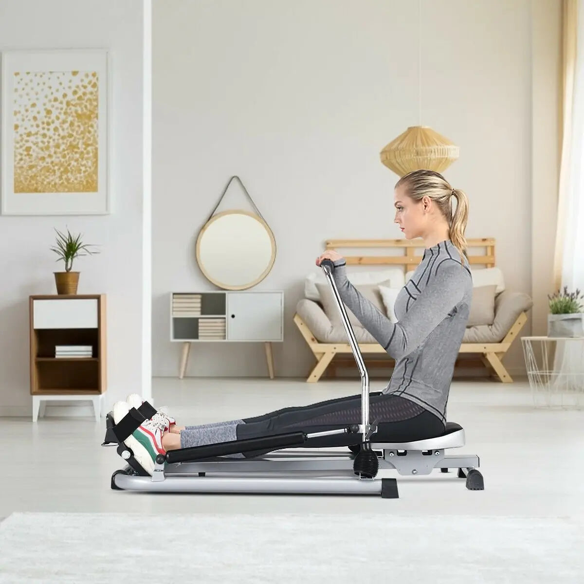 Exercise Adjustable Double Hydraulic Resistance Rowing Machine Direct by Wilsons Home Store