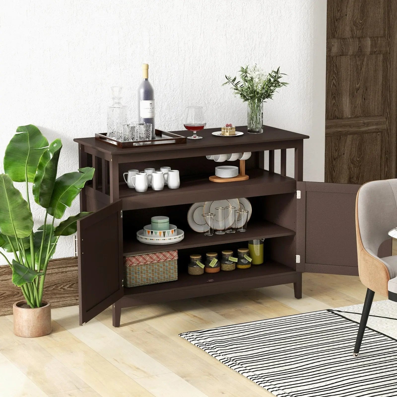 Modern Practical Wooden Kitchen Lockers with Large Storage Space-Black Direct by Wilsons Home Store