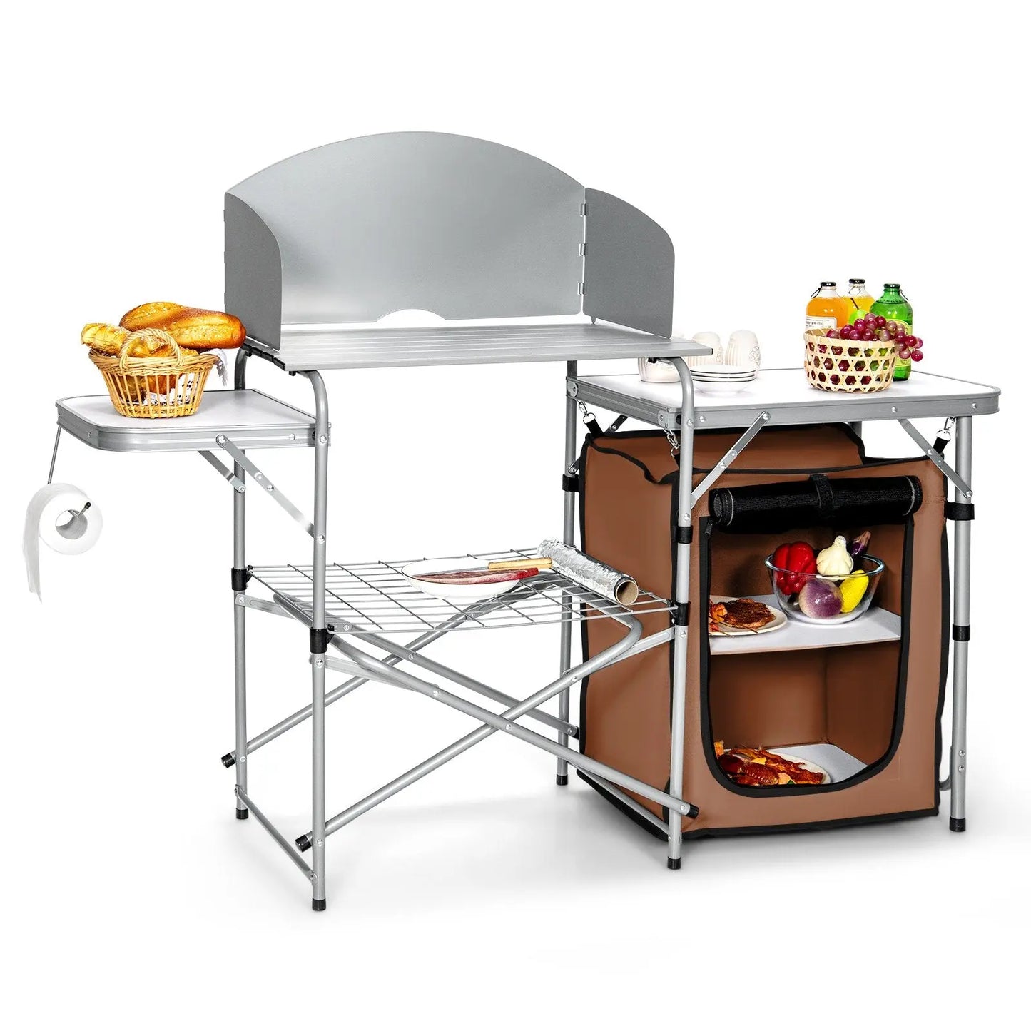 Foldable Outdoor BBQ Portable Grilling Table With Windscreen Bag Direct by Wilsons Home Store