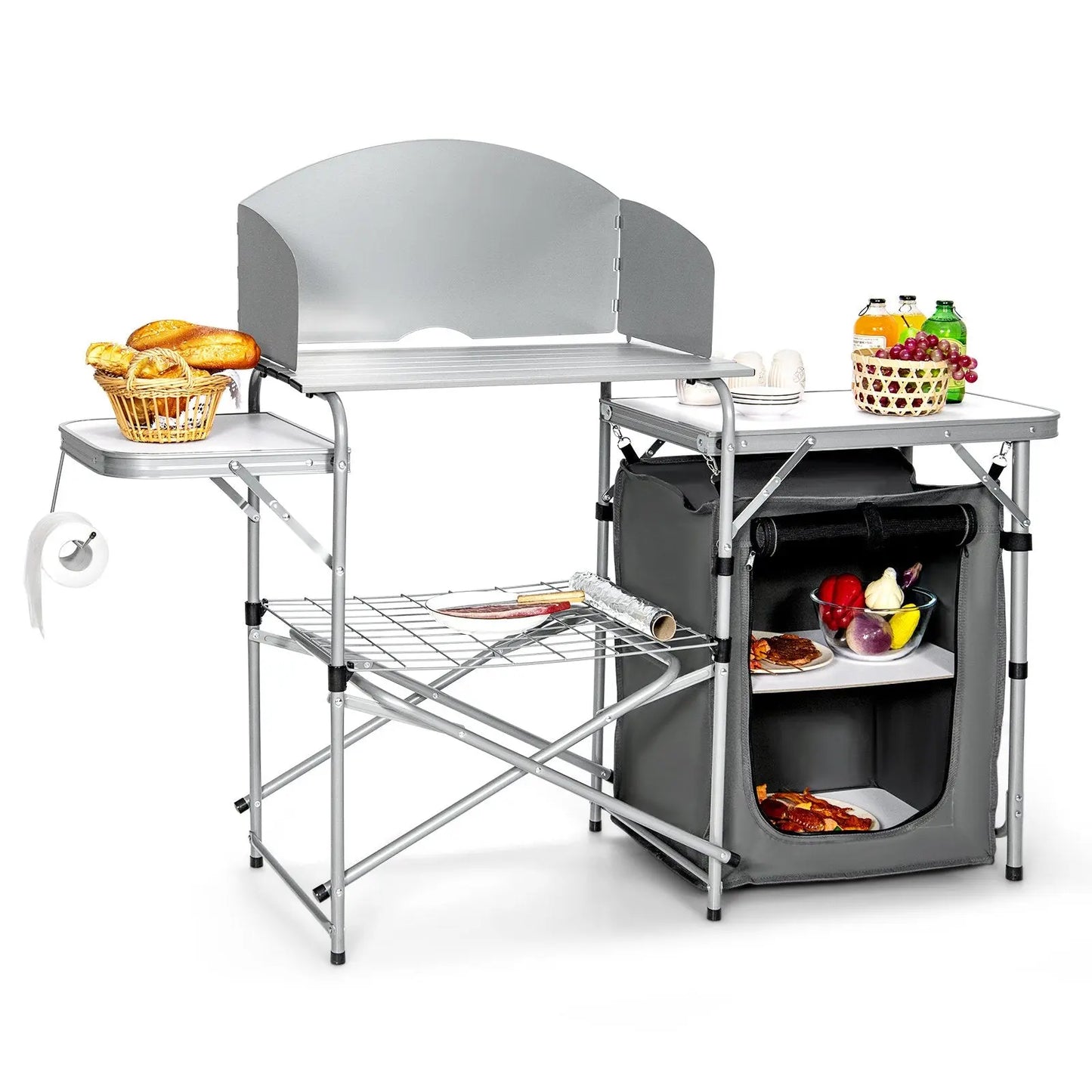 Foldable Outdoor BBQ Portable Grilling Table With Windscreen Bag Direct by Wilsons Home Store
