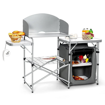 Foldable Outdoor BBQ Portable Grilling Table With Windscreen Bag Direct by Wilsons Home Store