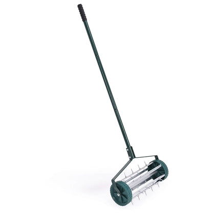 18 Inch Rolling Lawn Aerator with Anti-slip Handle and Tine Spikes Direct by Wilsons Home Store