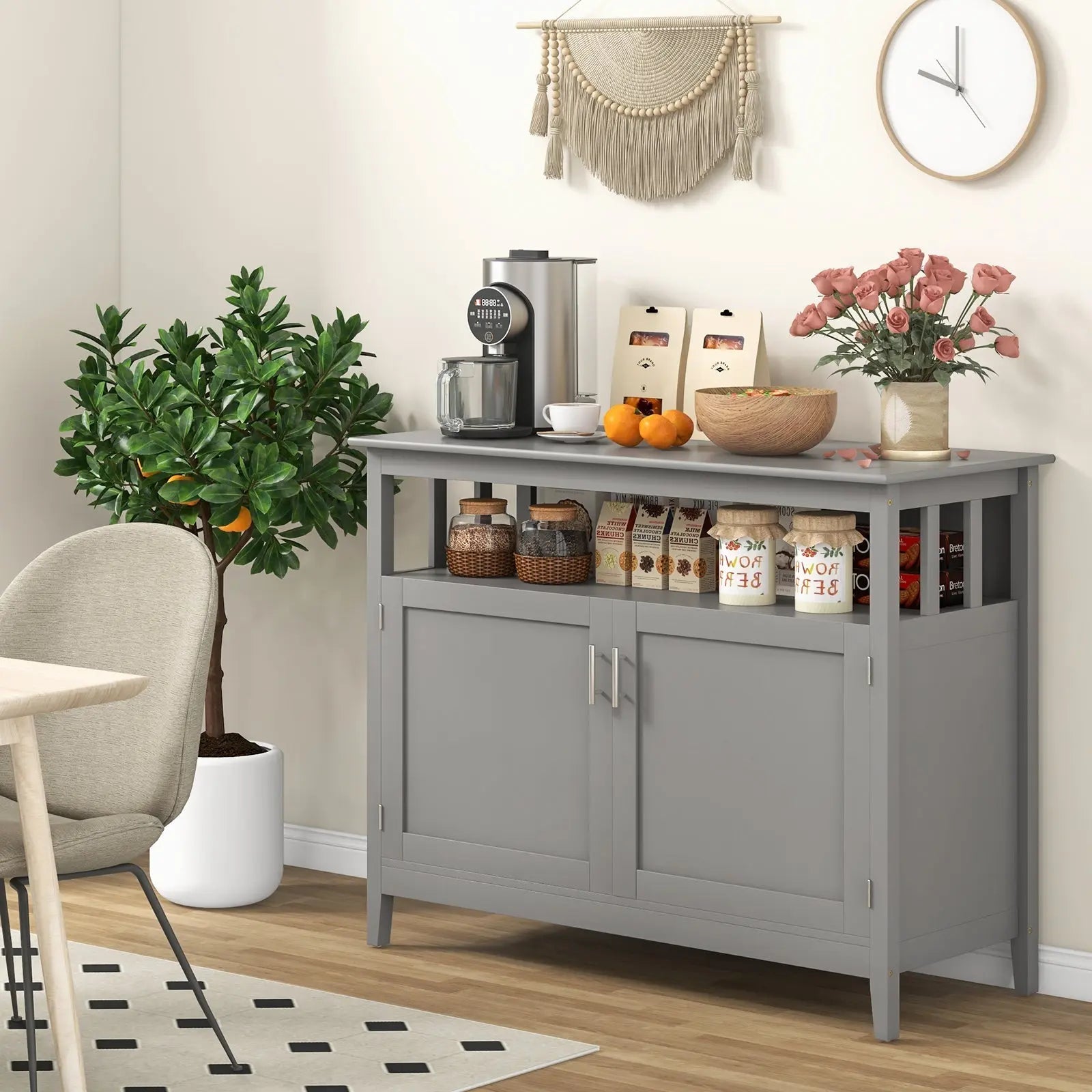 Modern Practical Wooden Kitchen Lockers with Large Storage Space-Black Direct by Wilsons Home Store