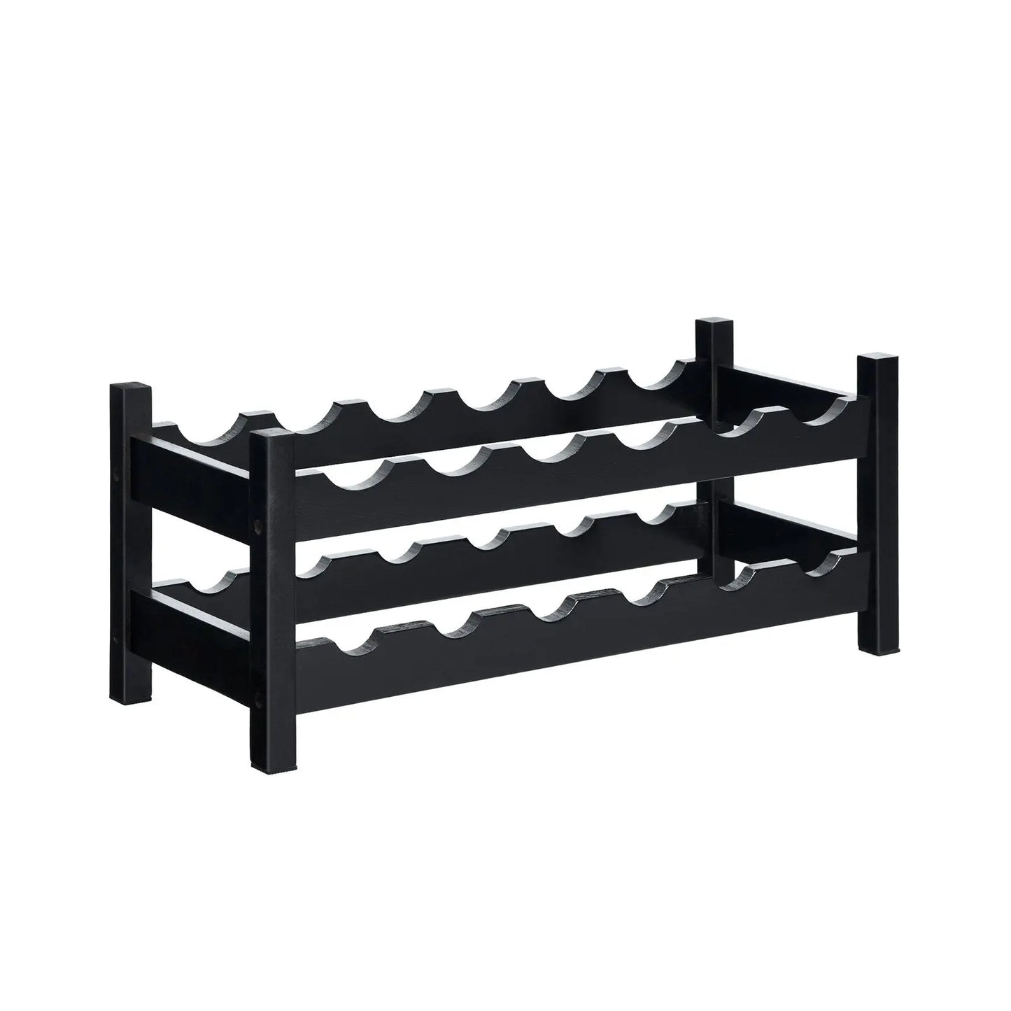 12 Bottles 2-Tier Bamboo Storage Shelf Wine Rack-Brown Direct by Wilsons Home Store