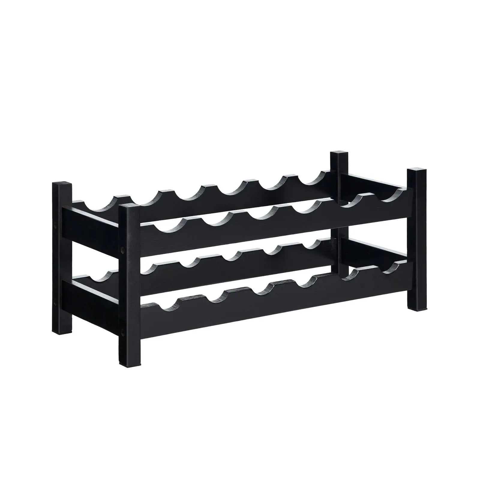 12 Bottles 2-Tier Bamboo Storage Shelf Wine Rack-Brown Direct by Wilsons Home Store