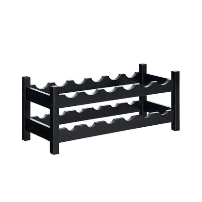 12 Bottles 2-Tier Bamboo Storage Shelf Wine Rack-Brown Direct by Wilsons Home Store