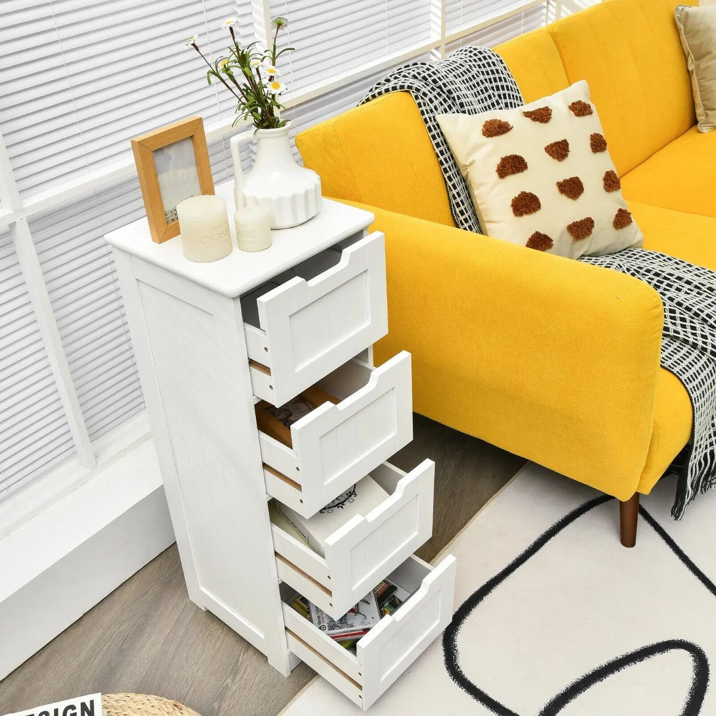 Free-Standing Side Storage Organizer with 4 Drawers-Black Direct by Wilsons Home Store