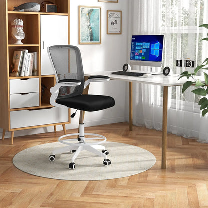 Height Adjustable Drafting Chair with Flip Up Arms-Black Direct by Wilsons Home Store