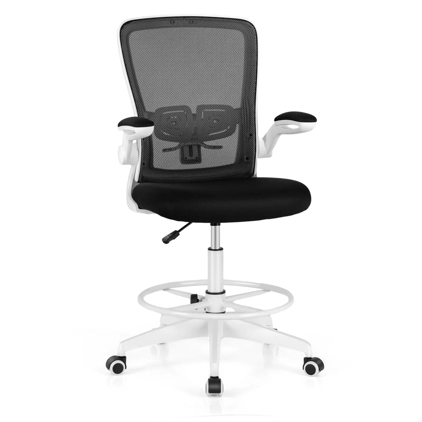 Height Adjustable Drafting Chair with Flip Up Arms-Black Direct by Wilsons Home Store