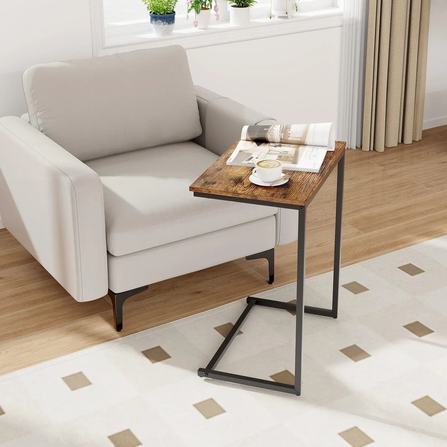 C-shaped Industrial End Table with Metal Frame Direct by Wilsons Home Store