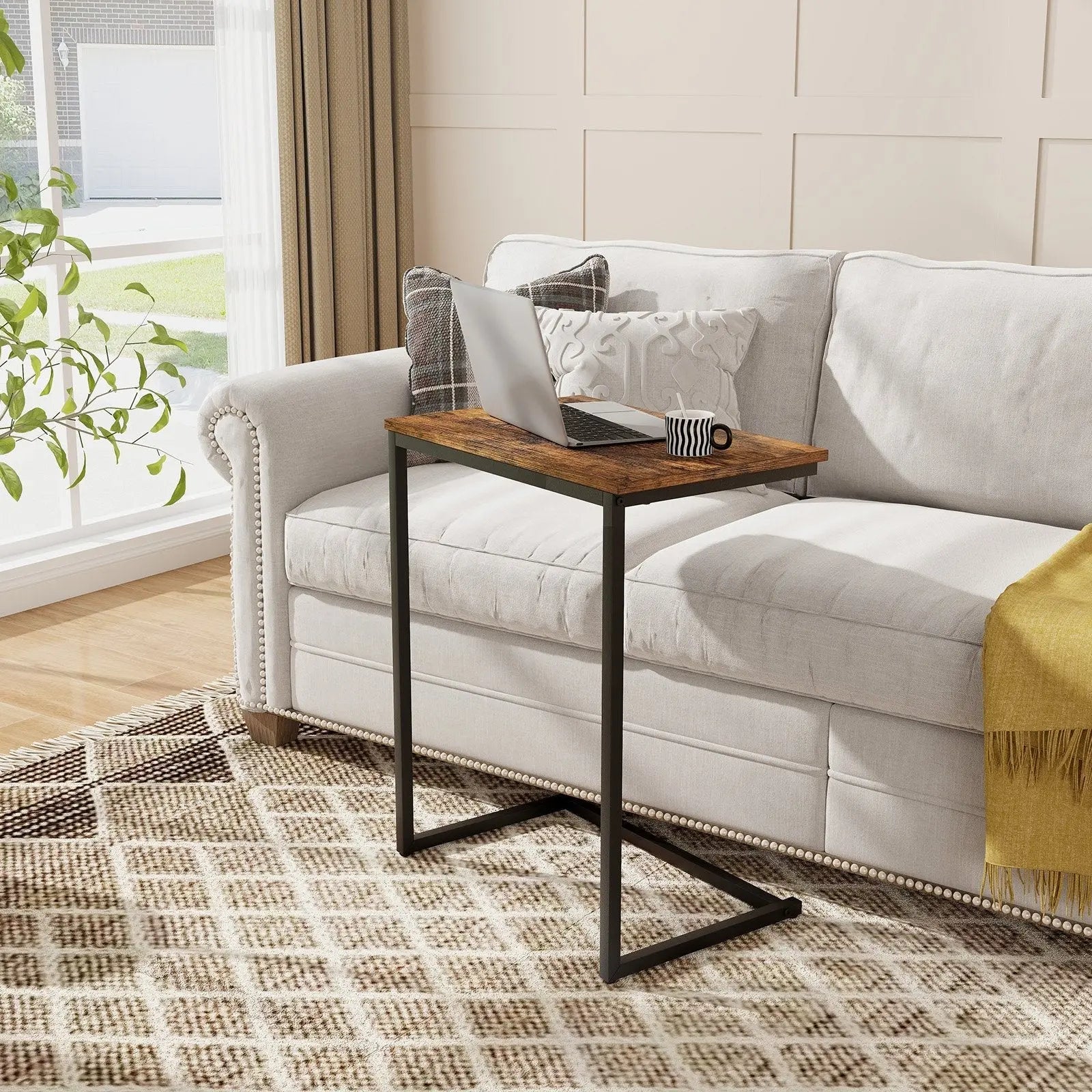 C-shaped Industrial End Table with Metal Frame Direct by Wilsons Home Store