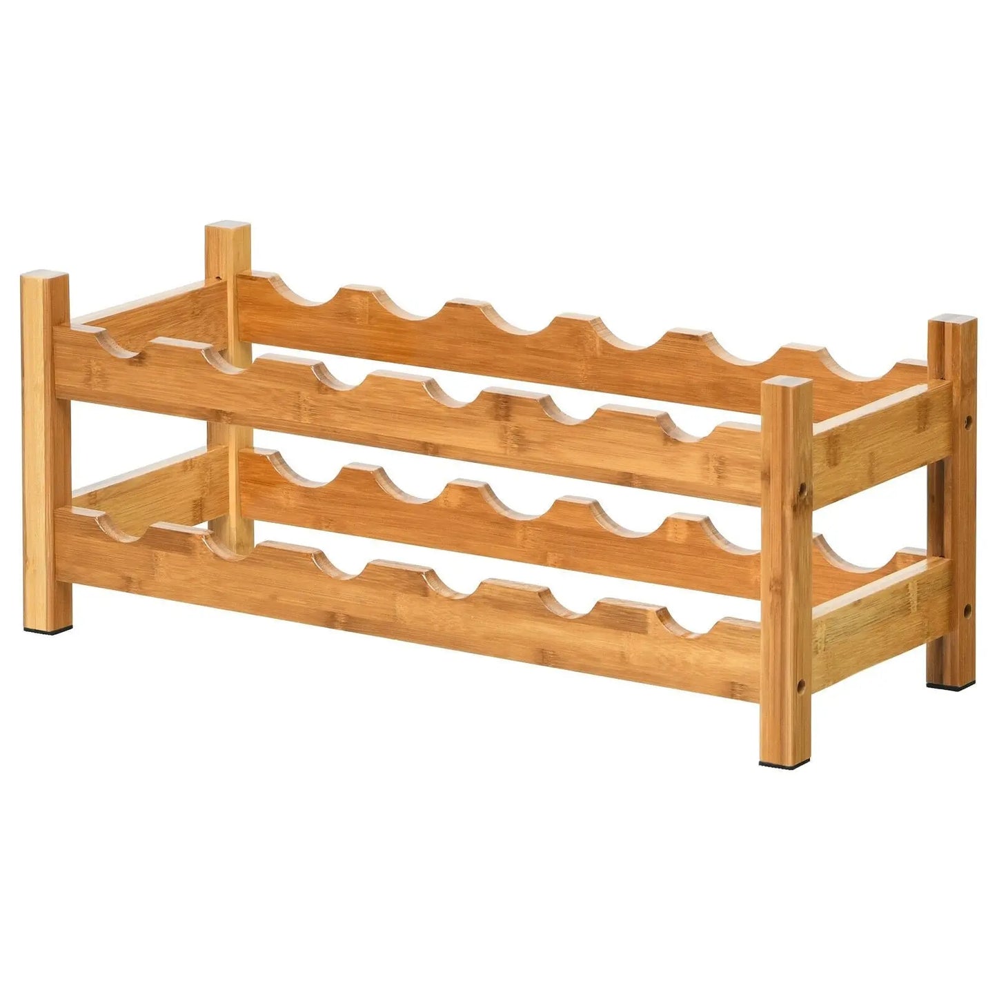 12 Bottles 2-Tier Bamboo Storage Shelf Wine Rack-Brown Direct by Wilsons Home Store