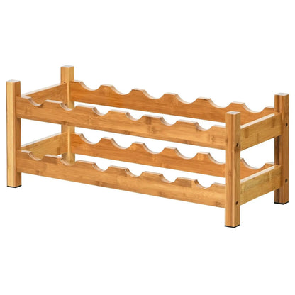 12 Bottles 2-Tier Bamboo Storage Shelf Wine Rack-Brown Direct by Wilsons Home Store