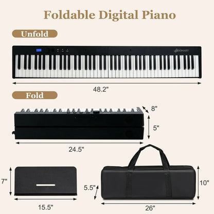88-Key Foldable Digital Piano with MIDI and Wireless BT-Black Direct by Wilsons Home Store