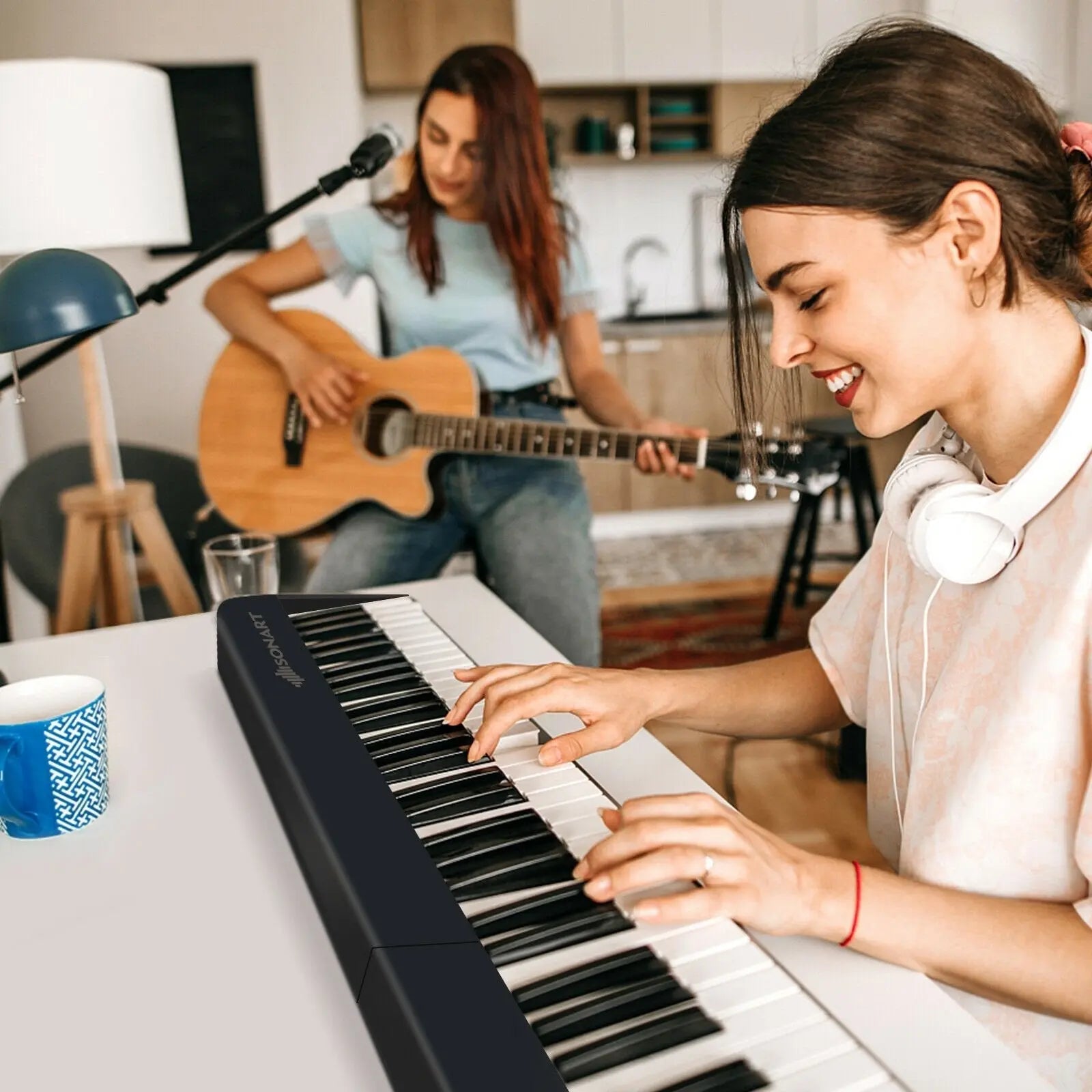 88-Key Foldable Digital Piano with MIDI and Wireless BT-Black Direct by Wilsons Home Store