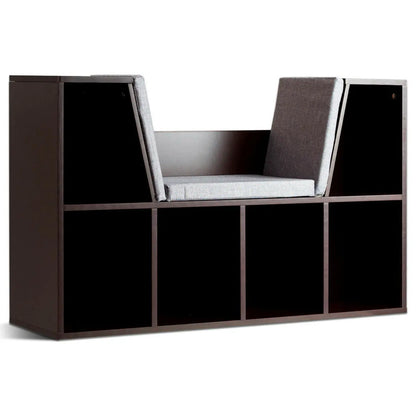 6-Cubby Kid Storage Bookcase Cushioned Reading Nook-Brown Direct by Wilsons Home Store