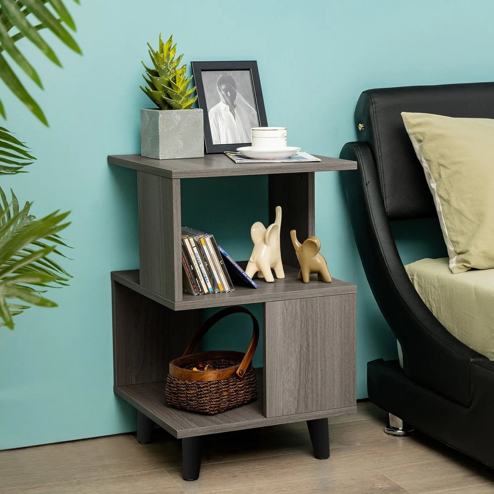 2 Pieces Wooden Modern Nightstand Set with Legs for Living Room Direct by Wilsons Home Store
