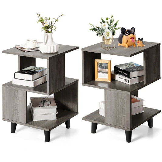 2 Pieces Wooden Modern Nightstand Set with Legs for Living Room Direct by Wilsons Home Store