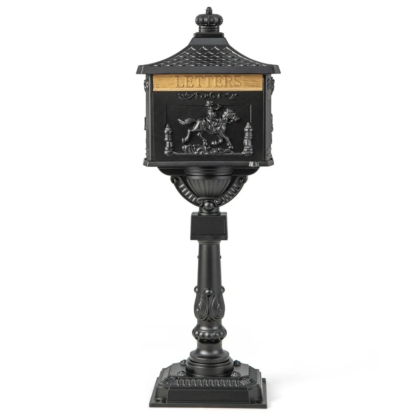 Retro Cast Aluminum Mailbox Security Postal Letter Box with Baffle Door-Black Direct by Wilsons Home Store
