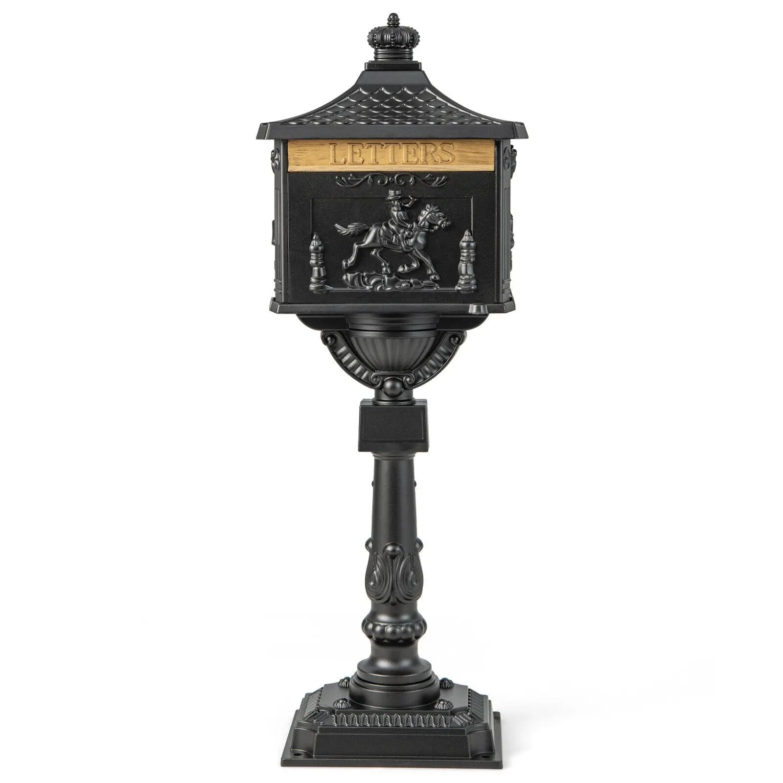 Retro Cast Aluminum Mailbox Security Postal Letter Box with Baffle Door-Black Direct by Wilsons Home Store